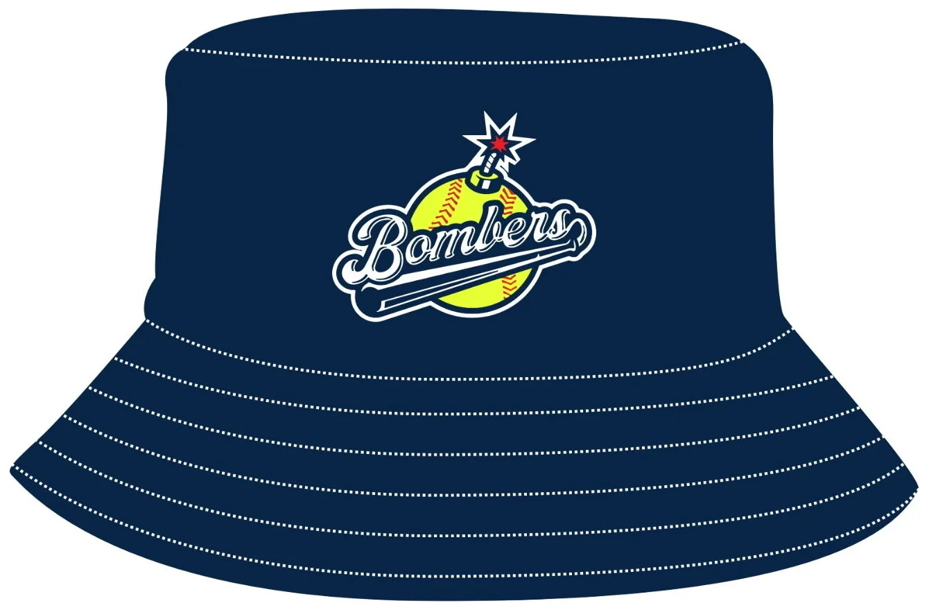 Navy bucket hat with Bombers logo